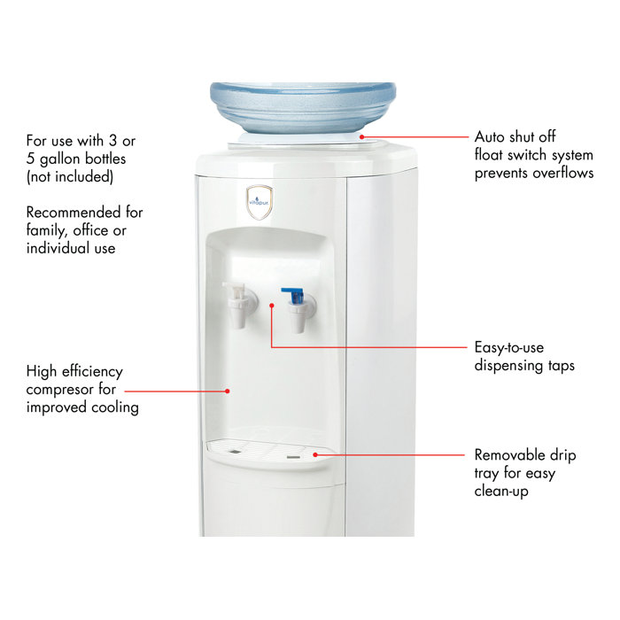 Vitapur White Freestanding Top Loading Water Cooler with Cold and Room